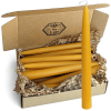 100% Pure Beeswax Taper Candles with Dipped Look - 12 Hours Each, 12 Pack, 144 Hours - USA Bees Wax - Handmade - Unscented - All Natural Light Honey S