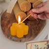 Natural Beeswax Tea Candles, FCMSHAMD 12 Pack Handmade Beeswax Candles, Flower Shape Smokeless Tealight Candles with Clear Cup Great for Home Decorati